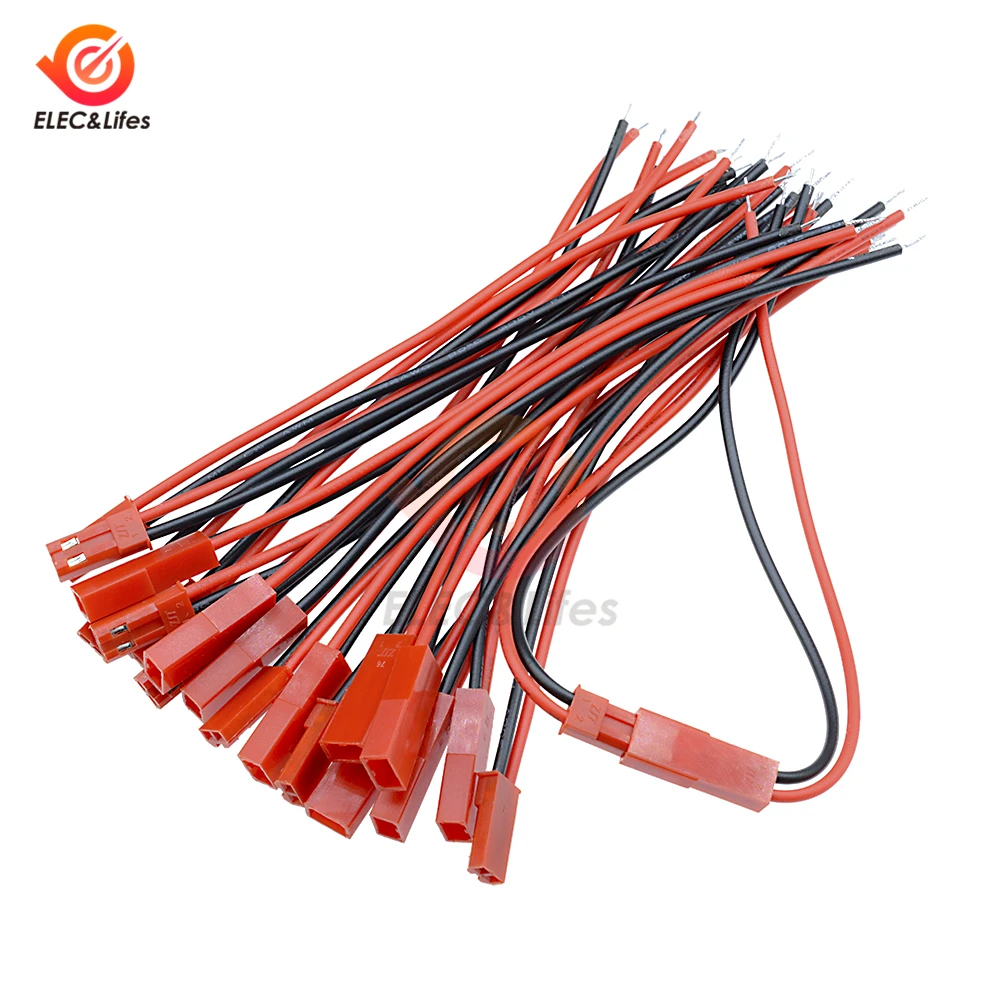 10 пар 100 мм 2-контактный Штекерный разъем JST кабель 22 AWG медный провод для вертолета