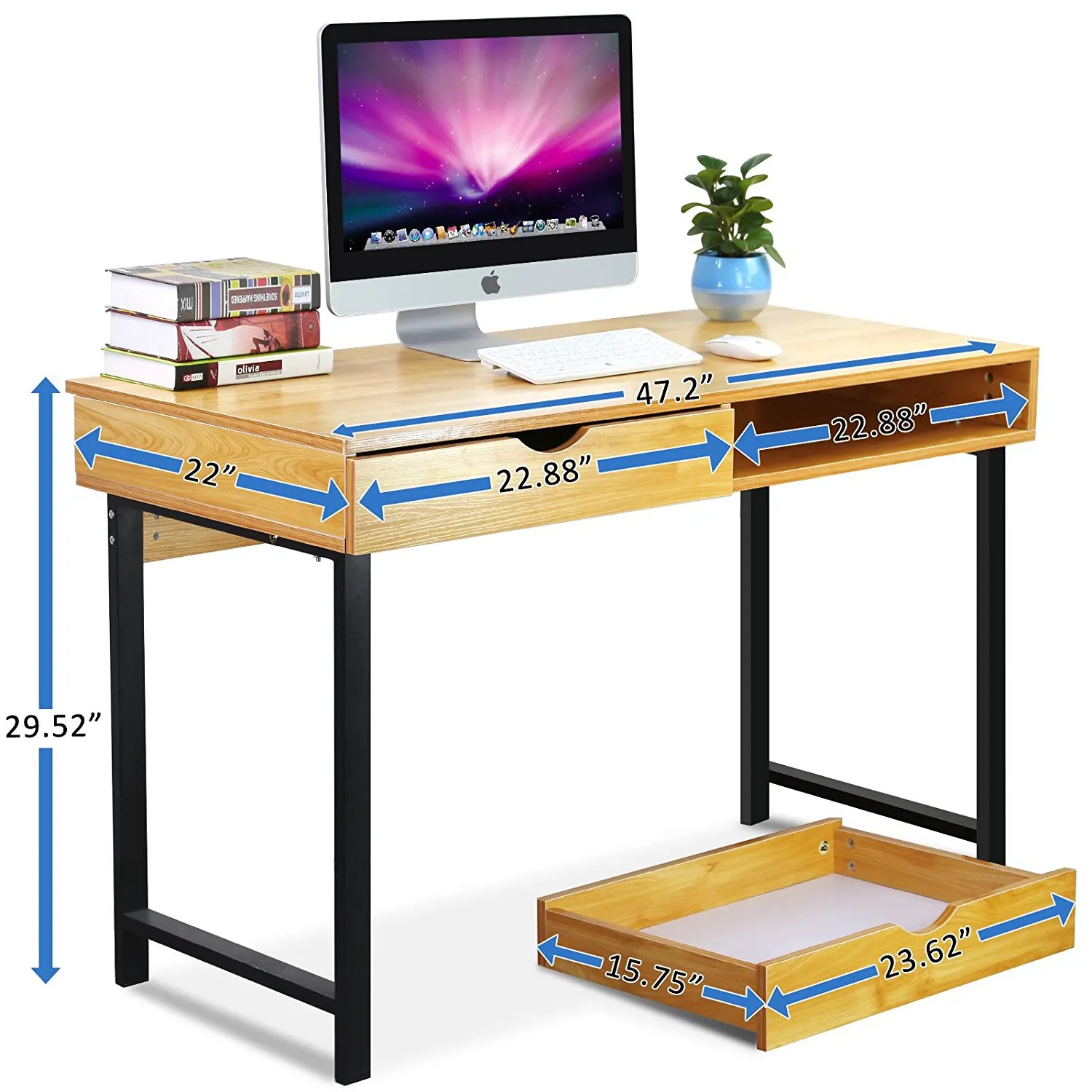 Computer Office Desk Modern Stylish 47 Home Study Table Computer Office Desk Modern Stylish 47 Home Study Table Writing Workstation With 2 Drawers Pear Wood Color On Aliexpress Alibaba Group