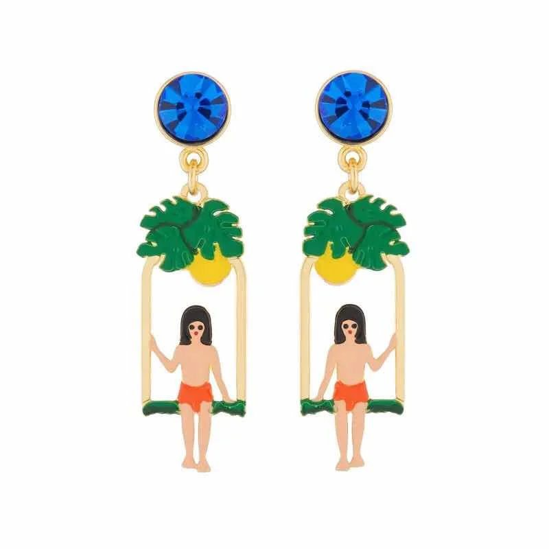 

2019 Amybaby Handmade Enamel Glaze Forest Little Boy pineapple Womens Drop Earrings Jewelry For Party