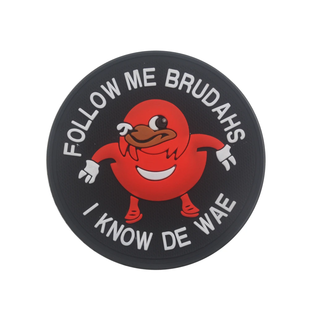 

PVC Patch Follow Me Brudahs I Know De Wae Round Red For Men 3D Morale Patches cool