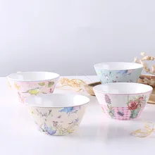Chinese Soup Bowls Ceramic Salad Bowl Kitchen Food Serving Bowl Pink Cute Ceramic Tableware Fruit Bowl