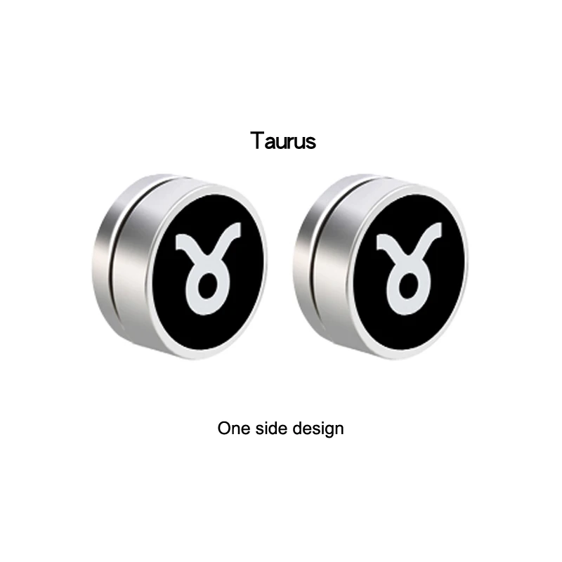 Innopes корейская мода Клип Серьги Геометрические круглые магнитные поддельные серьги зажим из нержавеющей стали 12 серьги с созвездиями - Окраска металла: 030018D Taurus