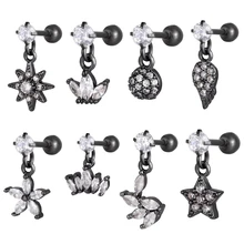 Черный козелок Серьги кольца в уши Стали Уха Tragus Helix Хрящ Пирсинг Кольцо Мода Мужчины Женщины Ювелирные Изделия Тела