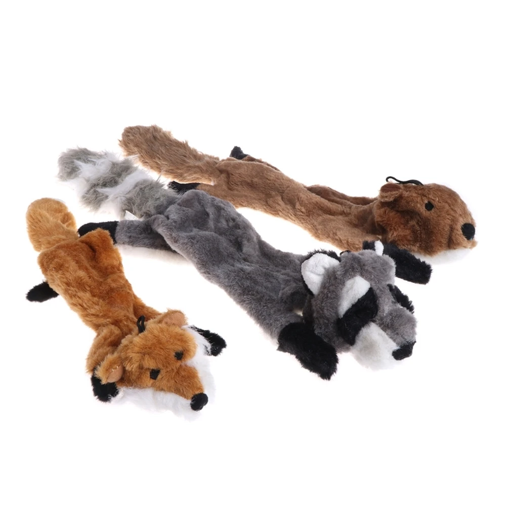 

Pet Toy Squeaky Dog Puppy Artificial Animal Plush Chew Bite Squirrel Fox Raccoon