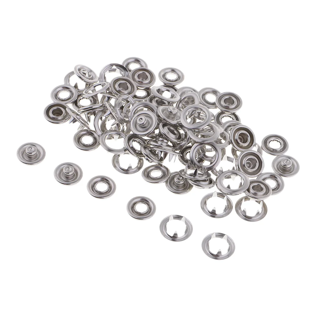 20 Sets Prong Brass Press Studs Open Ring No Sew Snaps Buttons Fasteners