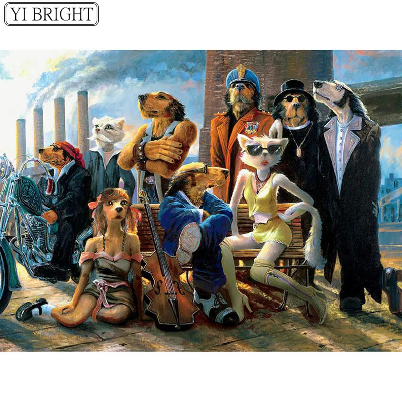 

5D DIY Full Square Diamond Painting Cross Stitch Dog Duke Party 3D Diamond Embroidery Rhinestone Mosaic Home Decoration