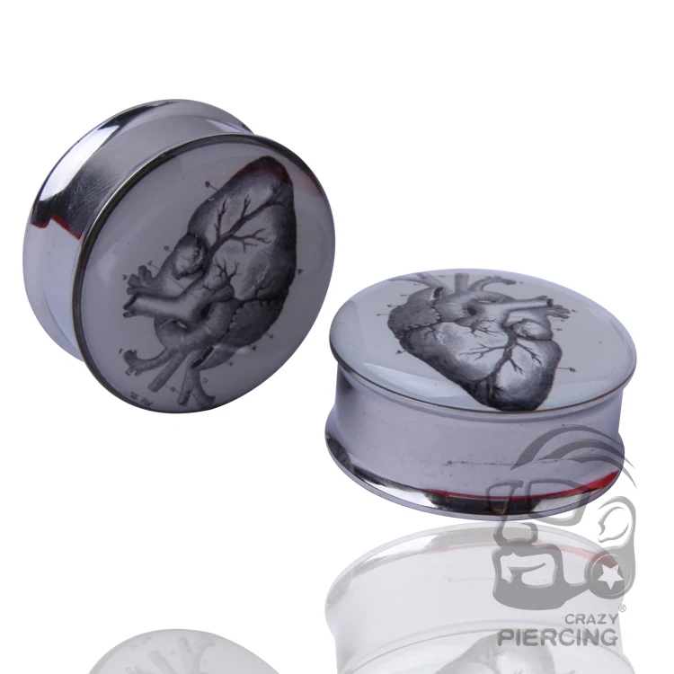 

Lung Image Single Flared Ear Plug Stainless Steel Ear Gauge Tunnel Body Expander Piercing Jewelry