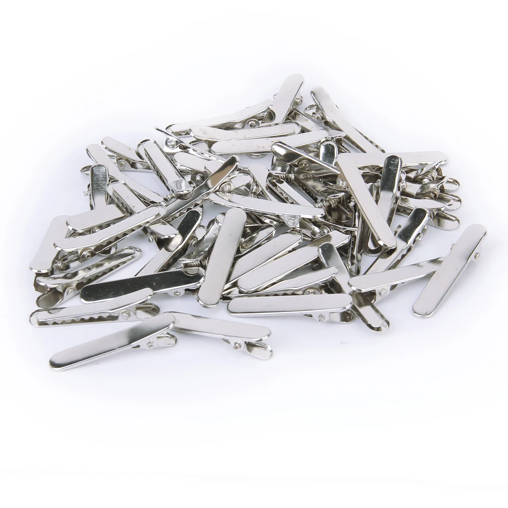 50pcs Silver Snap Hair Clips Pins Blanks Duckbill Clips DIY Hair Accessories  