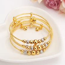12pcs Gold bell Bangle for Women Dubai india Bride Wedding kid girl Africa Bangle Arab Jewelry Charm Bracelet Christmas gifts jhplated one piece womens wedding bridal bangle bracelet dubai bangle jewelry africa arab gold color