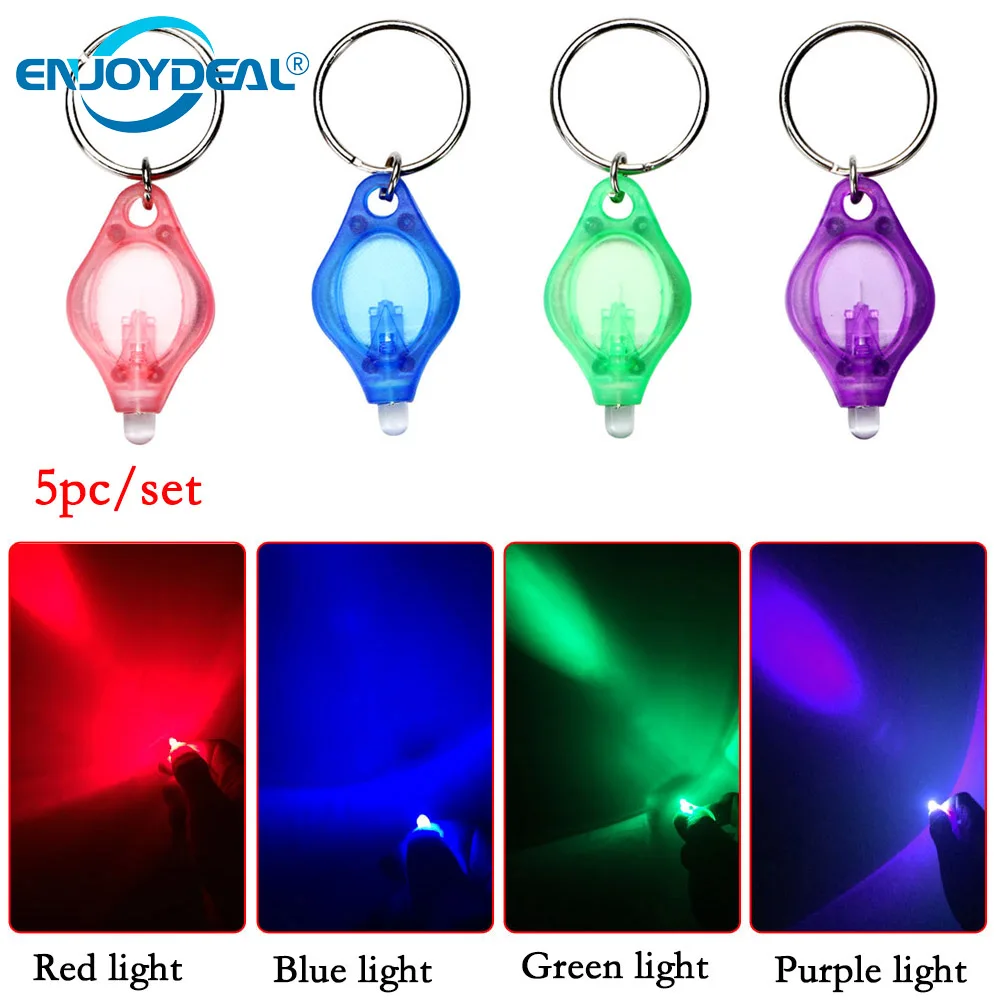

5pcs/10pcs Portable Mini LED Keychain Flashlight Torch Key Ring Finger Light For Camping Emergency Blue/Green/Red/Purple/White