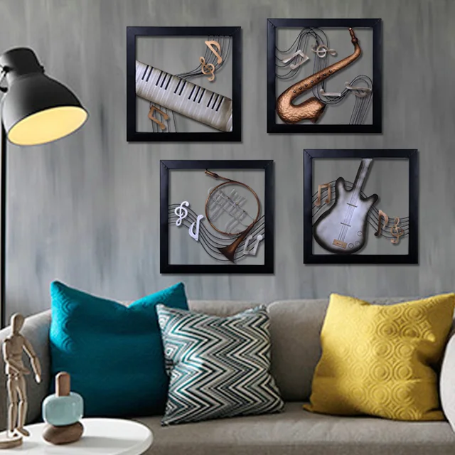 Besi Tempa Hiasan Dinding Dekoratif Alat Musik Ornamen Kreatif Besi Tempa Hiasan Dinding Dekoratif Alat Musik Ornamen Kreatif Aksesoris Rumah Dekorasi Ruang Tamu