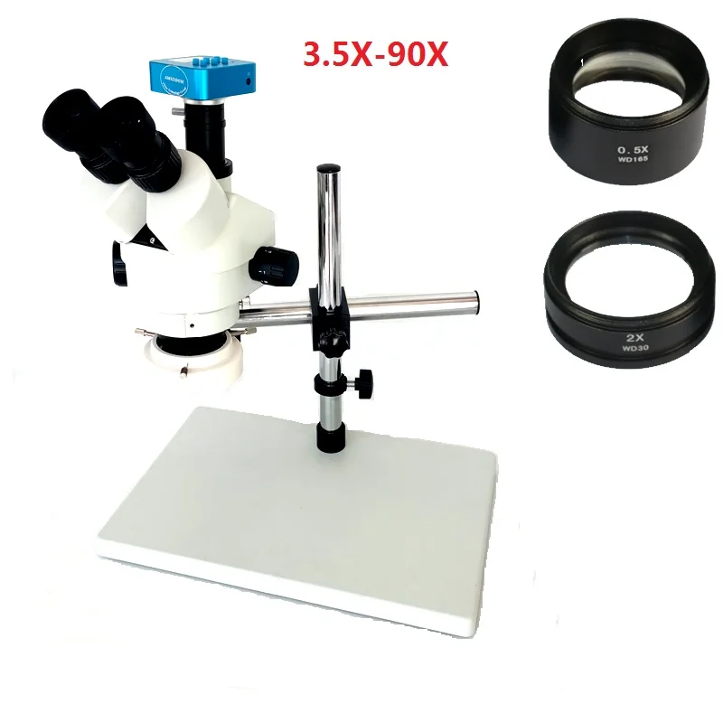 

20MP 1080P HDMI USB Soldering microscopio camera 3.5X 7X 45X 90X Trinocular stereo microscope with Adjustable arm support