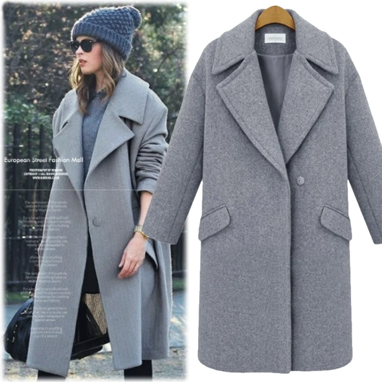 

Fashion Wool Blend Coat Women Lapel Autumn Winter Jacket Elegant Style Long Woolen Coat Thicken Female Outerwear