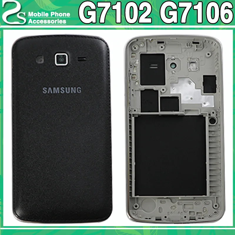 

New G7102 Battery Cover For Samsung Galaxy Grand 2 II Duos G7102 G7106 Back Cover + Middle frame Board Plate Housing Case