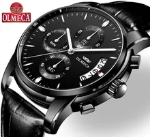 OLMECA Men's Luxury Business Wrist Watch Luminous Chronograph Waterproof Dress Quartz Watches Auto Date relogio masculino casima luxury men s bussiness quartz watches luminous chronograph calendar sport wrist watch waterproof 100m relogio masculino