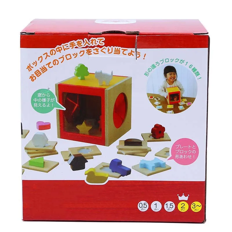 Caixa de Feitiço Mãos e Cérebros das Crianças com Iluminação Brinquedos de Madeira Brinquedos Educativos Cego Toque Adivinhação 4 Cor e forma
