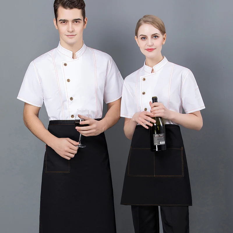 Летние мужские кухня повар ресторана спецодежды шеф-повар униформа несколько цветов рубашка двубортная шеф-повар куртка для женщин