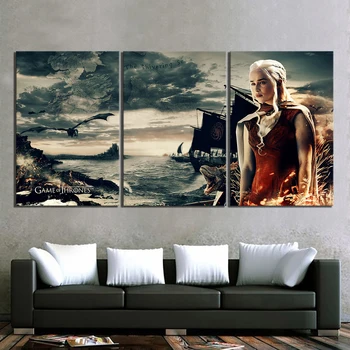 

Home Decor Canvas Painting 3 PCS A Song Of Ice And Fire Daenerys Targaryen Game Of Thrones Movie Wall Art Modular Picture Prints