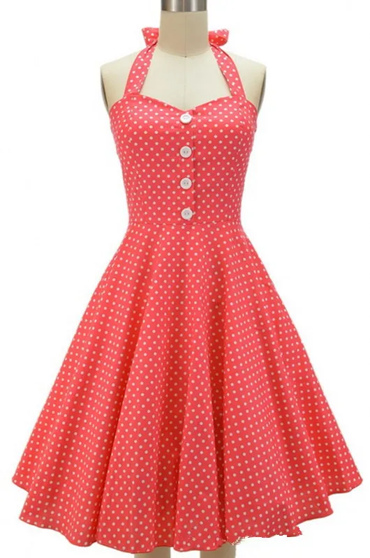 free shipping Halter Vintage 60s Swing Rockabilly Polka Dot Evening ...