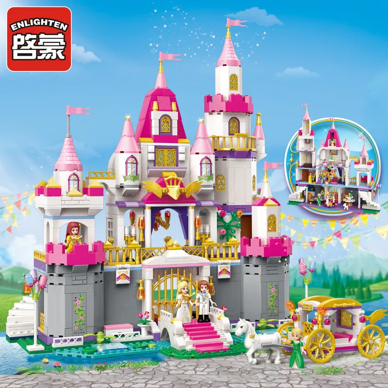 

ENLIGHTEN 938Pcs Girls Friends Princess Leah Angel Castle Model Building Blocks Sets LegoINGLs Friends Figures Toys For Children
