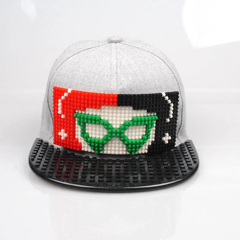 Новые головоломки игры блоки DIY лего бейсбольная шляпа Боб Марли пиксели супергерой папа шапки Snapback кепки для мужчин и женщин Съемный - Цвет: Joker1