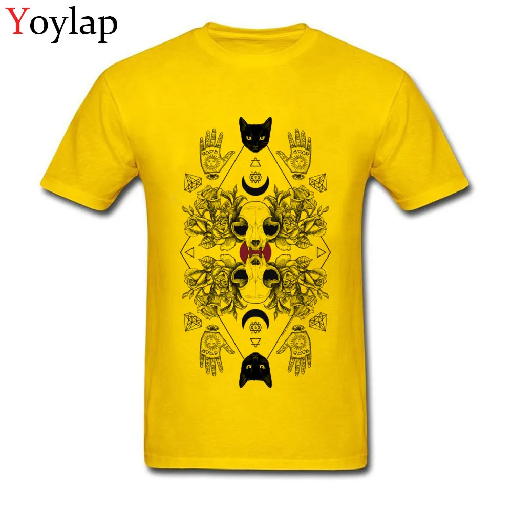 Prevailing Printing Tops T Shirt O Neck Fall Pure Cotton Short Sleeve T-Shirt for Men Symmetric Alchemy Printed On Tee-Shirt yellow