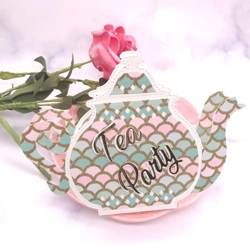 

KSCRAFT Teapot Tea cup Metal Cutting Dies for DIY Scrapbooking Stamp/photo album Decorative Embossing DIY Paper Cards