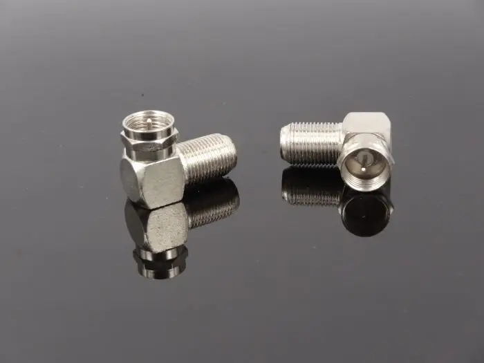 

2pcs 90 Degree TV Aerial Antenna Plug Connector Right Angle Adapter Plug To Socket Coax Cable F-Type Male to Female