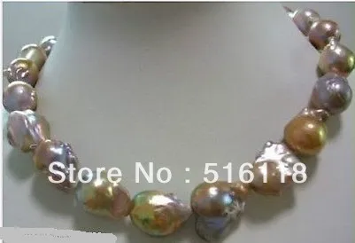 

HOT Sell* Free Shipping CLASSIC Big South sea Colorful Baroque Pearl NECKLACE