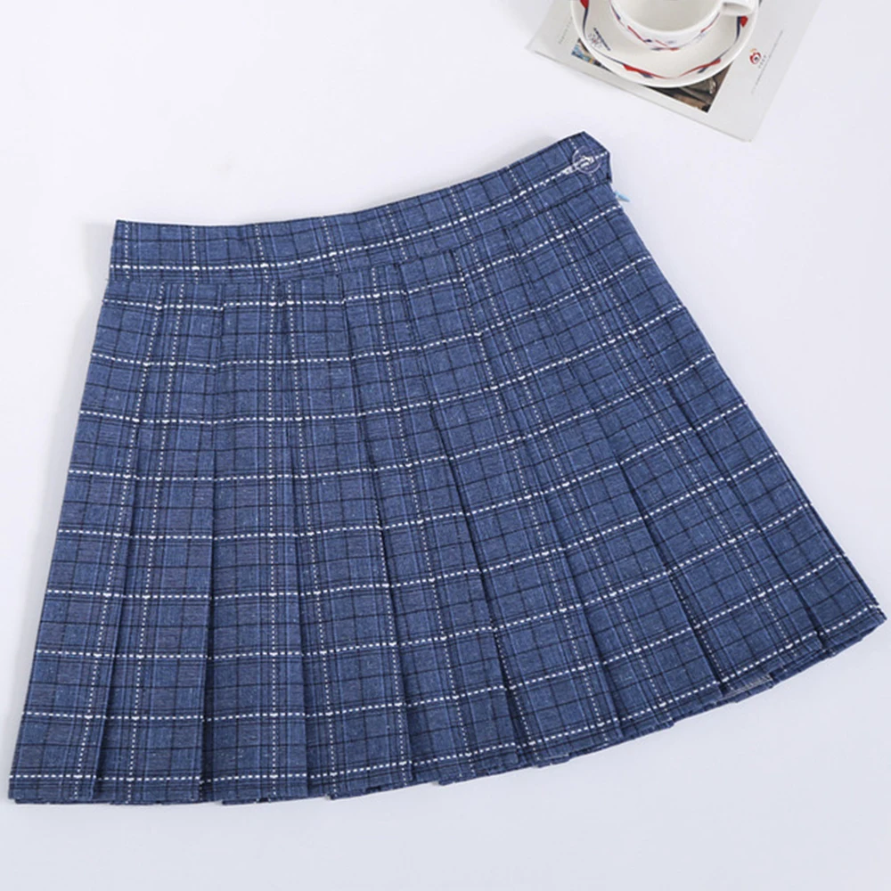 Sanxiaxin XS-3XL Harajuku Женская мода лето Высокая талия танец плиссированная юбка косплей клетчатая юбка kawaii женские юбки - Цвет: Photo9