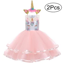 Easter Girls Dress 2Pcs Kids Dresses For Girls Unicorn Party Dress Toddler Cosplay Princess Dresses 2 3 4 5 6 7 8 9 10 Year 2017 baby girl dress children kids dresses for girls 3 4 5 6 7 8 year birthday outfits dresses girls evening party formal wear