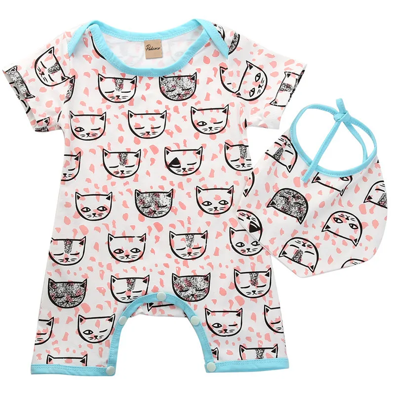 Infantil ropa de bebé de dibujos animados impresión del gato Fox 2 Color Romper 2 Unid Bebe niños ropa Infantil ropa de bebé de dibujos animados impresión del gato Fox 2 Color Romper 2 Unid Bebe niños ropa