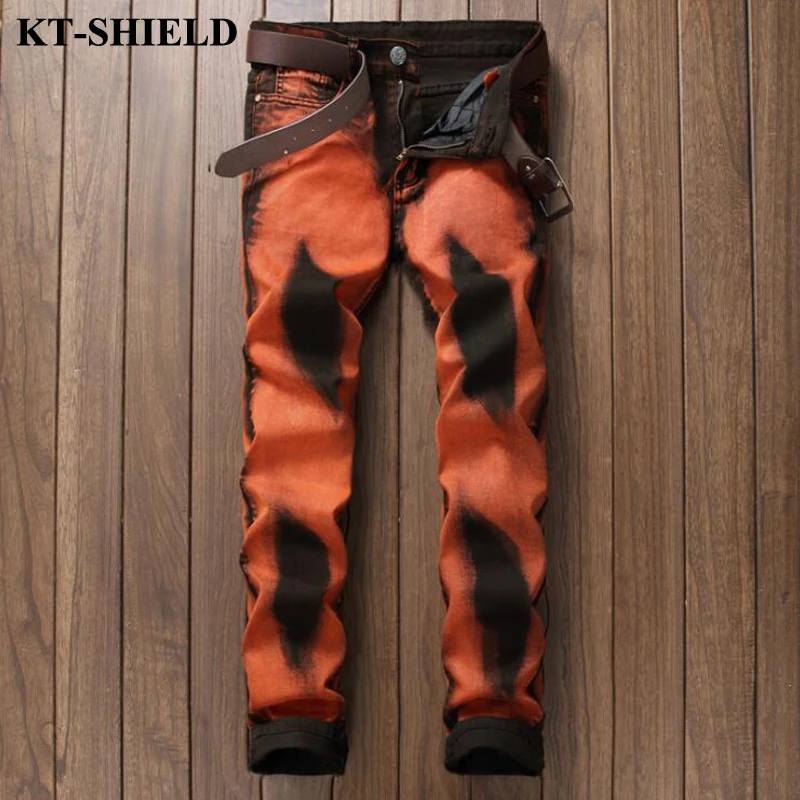 Fashion Mens Brand Jeans Printing Casual Man Vaqueros Hombre Denim Pants Skinny Trousers Slim fit Biker