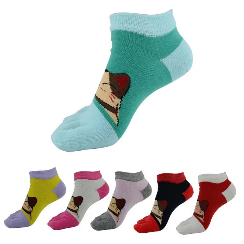 6 Pairs/Lot Korean Cartoon Anime Toe Socks Women 2017 Funny Socken 5
