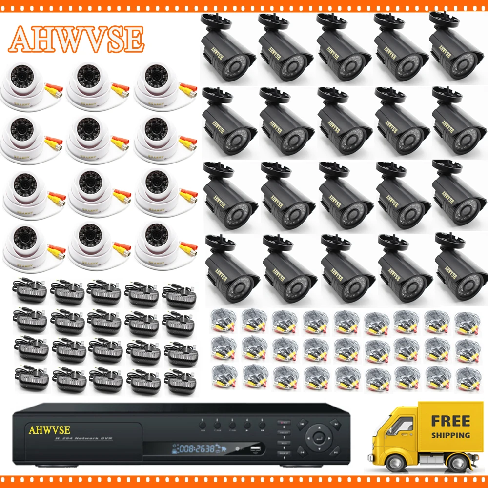 

AHWVSE 32 Channel Video Surveillance cctv system 32ch ahd dvr kits with 32pcs outdoor Indoor ahd camera 2mp