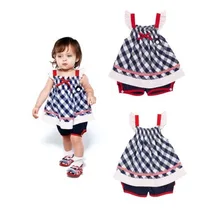 Летний комплект одежды для маленьких девочек в горошек с бантом Дизайн нарядное платье Джинсовый жилет 2 шт./компл. для 6-24 мес ребенка детские модные костюмы