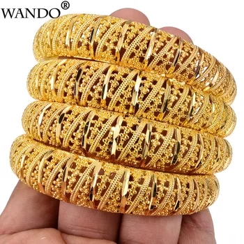 

WANDO 4Pcs Gold-Colour Ethnic Bangle For Women Middle East/Dubai Heartbeat Bracelet Wedding Jewelry Christmas Gift Wholesale B74