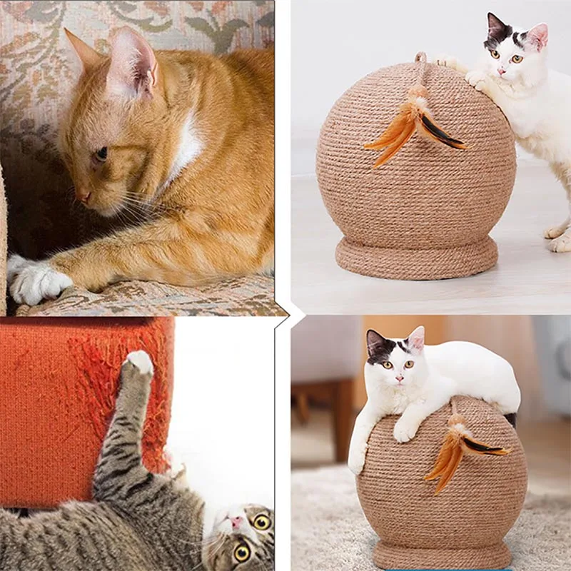 

HOT Pet Cat Large Corrugated Sisal Claws Scratching Post Round Board Ball Toy LSF99