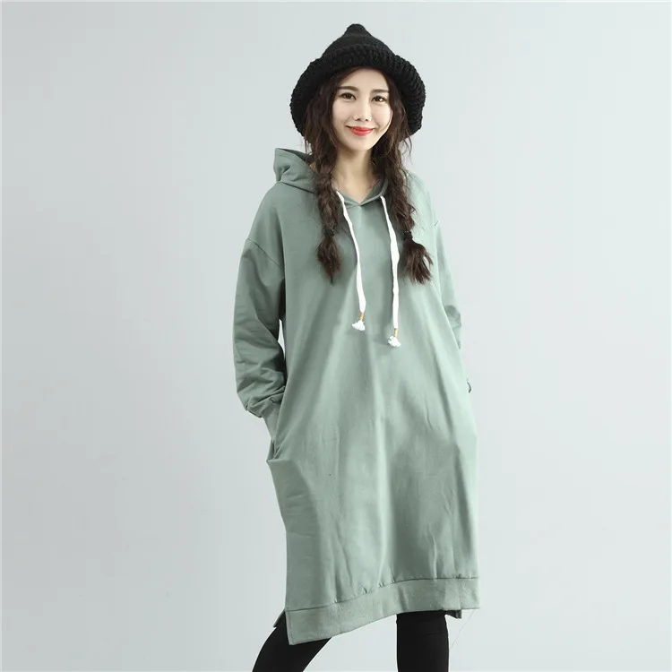 2017 Autumn Oversized Hoodie Women Korean Casual Loose Solid Color Harajuku Style Hooded Long Sweatshirts Black Red Hoodies