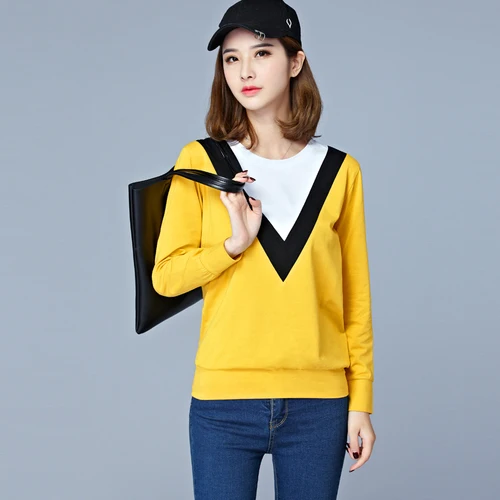 2018 New Spring Women T-shirt Slim Tops Long Sleeve O-neck Autumn Solid Cotton Plus Size Women's Clothing | Женская одежда