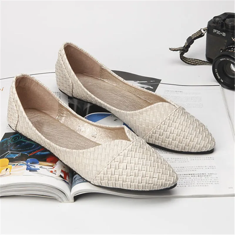 TIMETANG große größe 40,41 neue factore schuhe frauen klassische Gestrickte pu flache schuhe dame spitz V-mund casual frühling herbst C161
