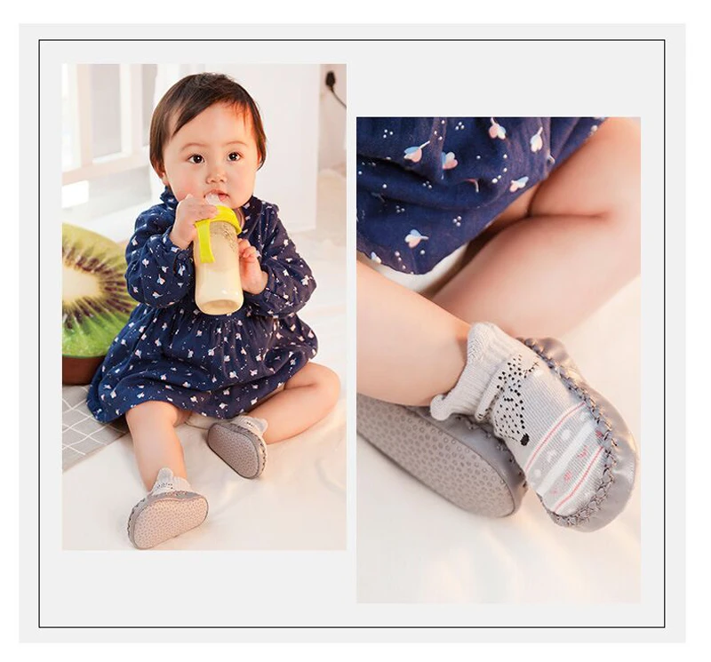 Весенние носки для новорожденных нескользящие носки для маленького мальчика/девочки с резиновой подошвой, домашние носки с лисой