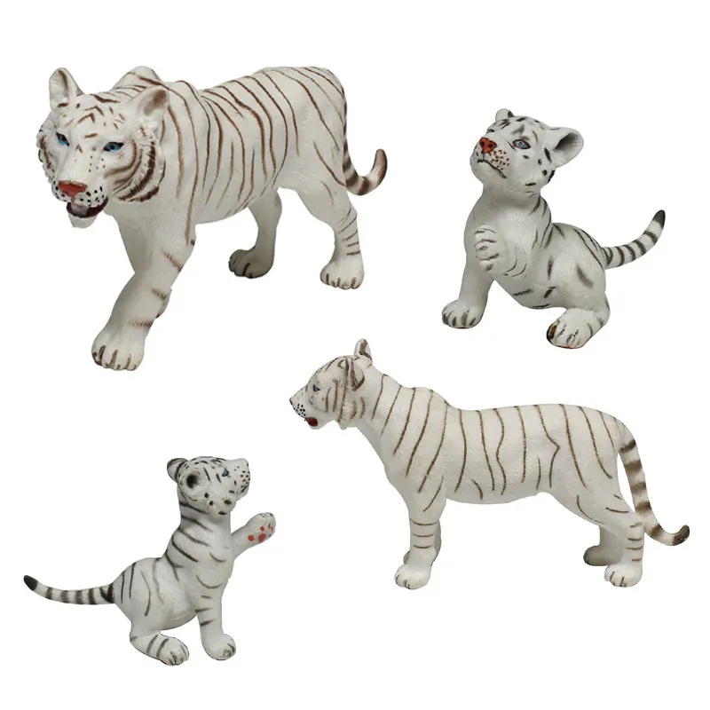 New High Quality White Tiger famaily Model Wild animals toys set Zoo
