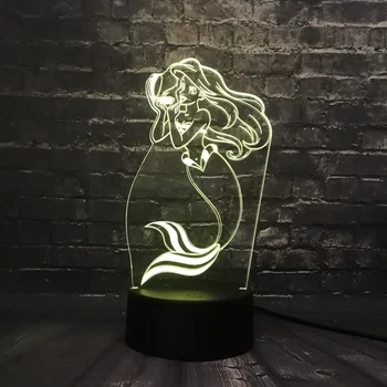 

Christmas Toy Fairy Tale Mermaid Princess Multicolor LED Night Light 3D Lamp Home Decor Fashion Girl Party Bedroom RGB Lighting