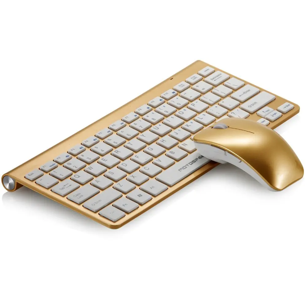 Ультра тонкий 2,4 ГГц dpi беспроводная клавиатура и Оптическая Мышь Комбинированный набор с USB нано приемником Vista XP Mac OS PC ноутбук золотой