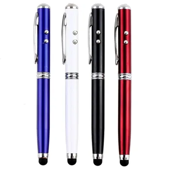 

1 pc 2018 Compatible 4 in1 LED Laser Pointer Torch Touch Screen Stylus Ballpoint Pen for iPhone for Ipad for Samsung Portable