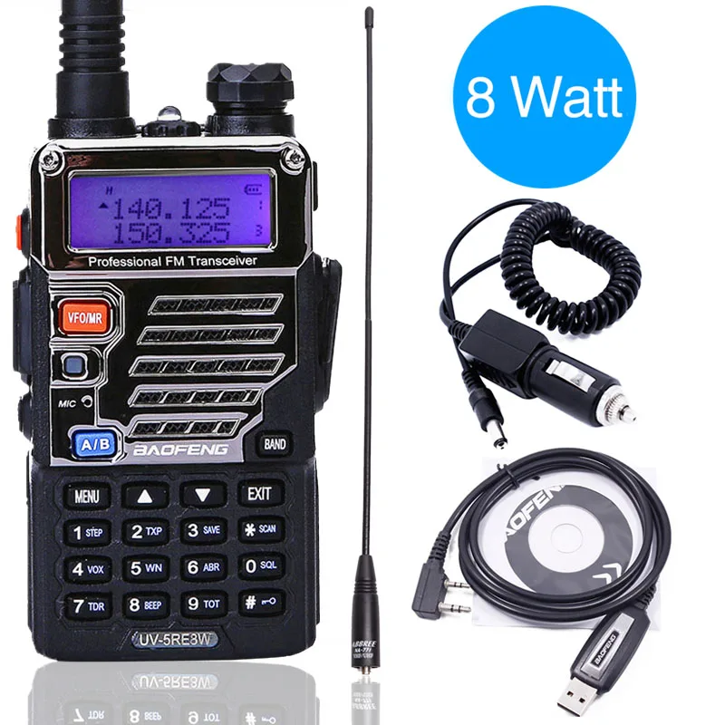 BaoFeng UV-5RE 8 Вт Walkie Talkie plus двухдиапазонный UV 5RE радио VOX фонарик Ручной 10 км дальний BF-UV5RE ветчины 2 пути радио