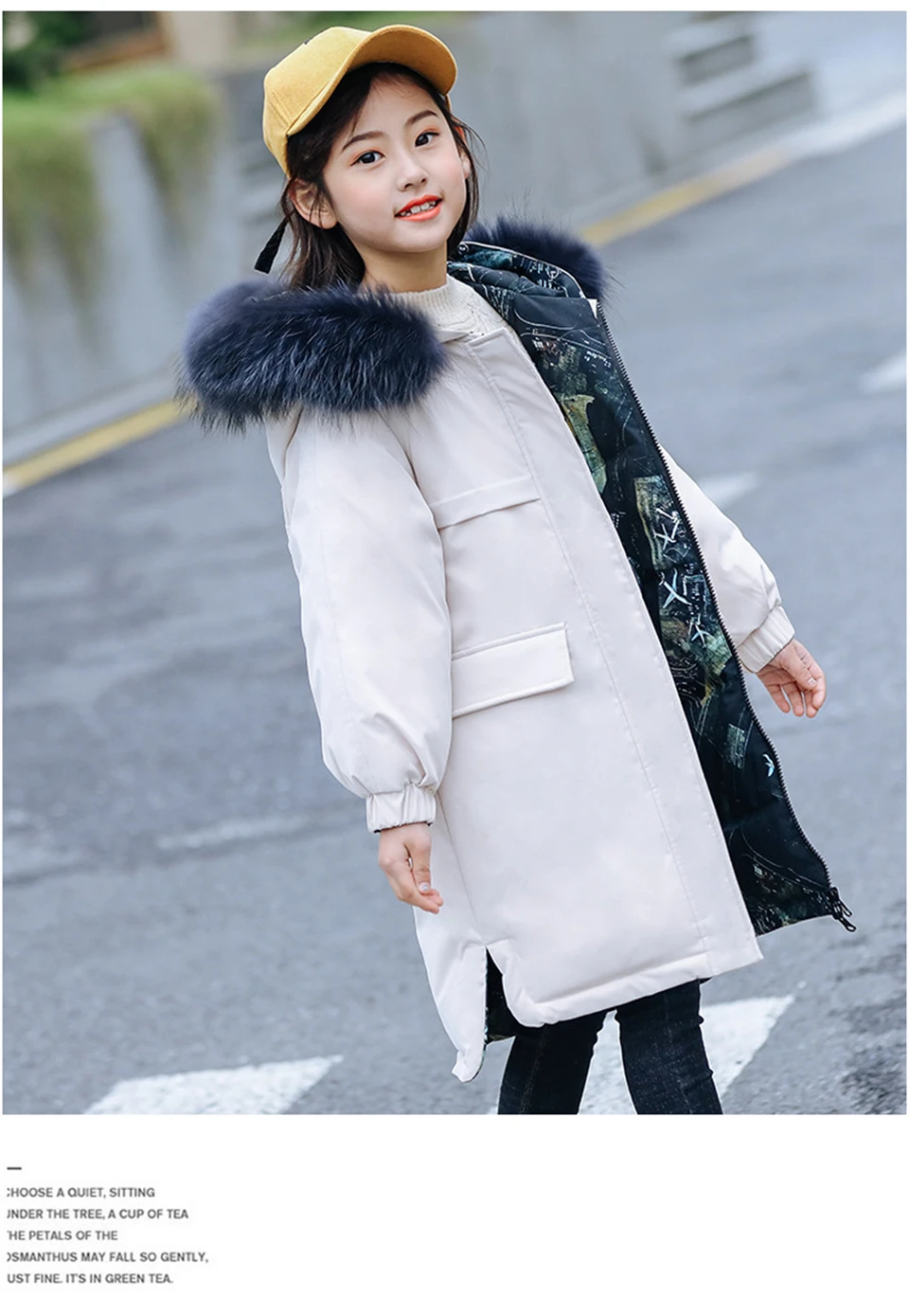 Зимние куртки для девочек, Детское пальто на утином пуху теплая верхняя одежда с натуральным мехом для подростков до-30 градусов, двусторонняя парка для холодной погоды