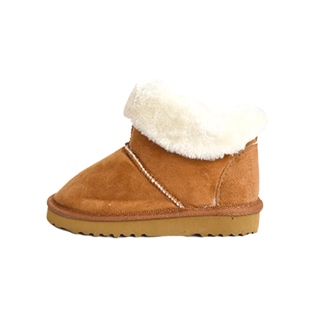 Для мальчиков ясельного возраста девочек маленьких детей Классические зимние ботинки детская зимняя теплая замша искусственная обувь на меху - Цвет: Chestnut