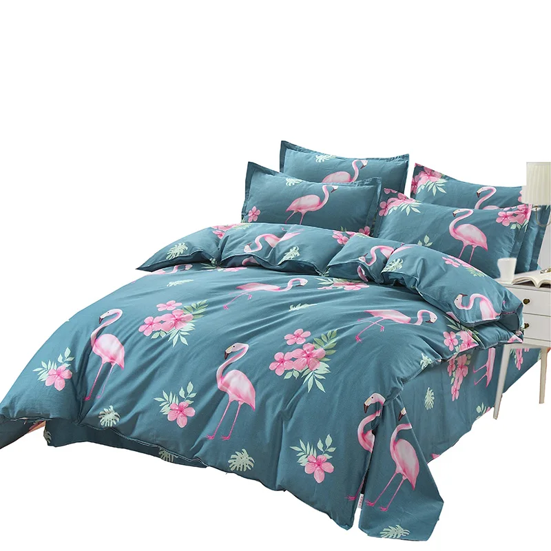 

Modern Style Red Flamingo Pattern Twin/Queen/King Bedding Set 100% Cotton 4pcs Duvet Cover Set Bed Linen Bed Sheet Wholesale
